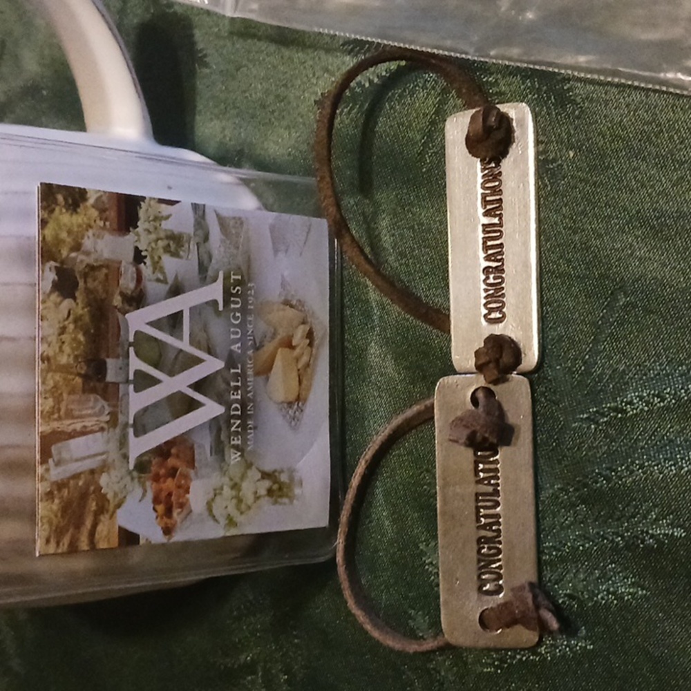 Wendell August Congratulations wine bottle hangers. NEW